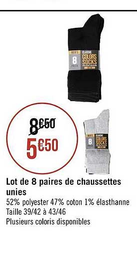 Lot De 8 Paires De Chaussettes Unies