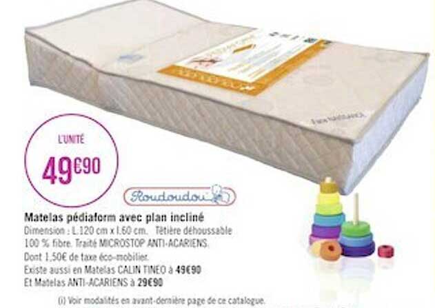 matelas pédiaform avec plan incliné roudoudou