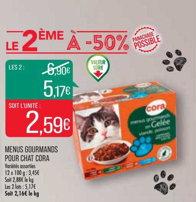 menus gourmands pour chat cora
