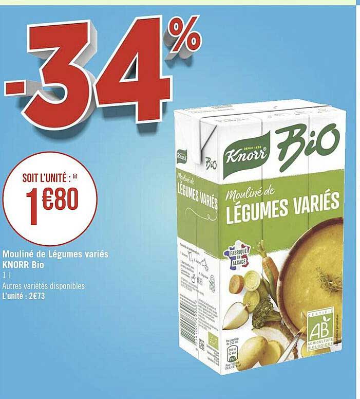 mouliné de légumes variés knorr bio