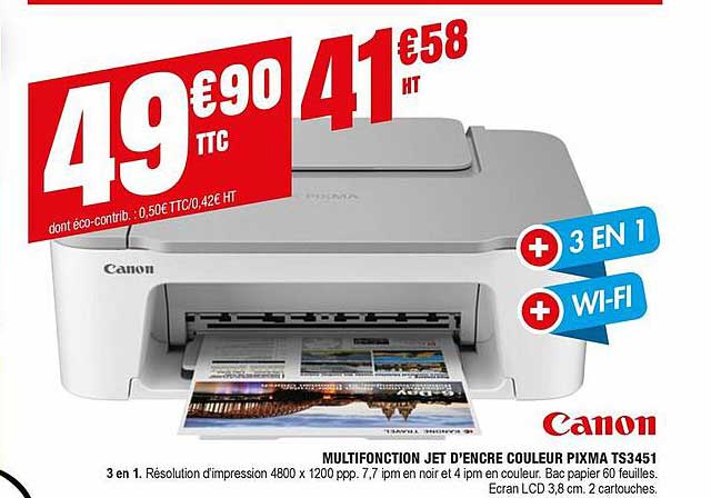 multifonction jet d'encre couleur pixma ts3451 canon