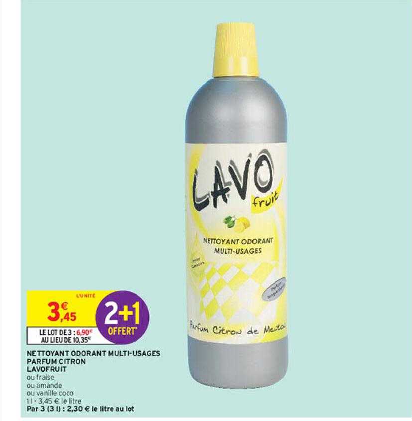 nettoyant odorant multi-usages parfum citron lavofruit