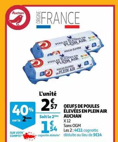 oeufs de poules élevées en plein air auchan