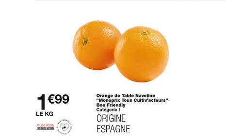 orange de table naveline "monoprix tous cultiv'acteurs" bee friendly