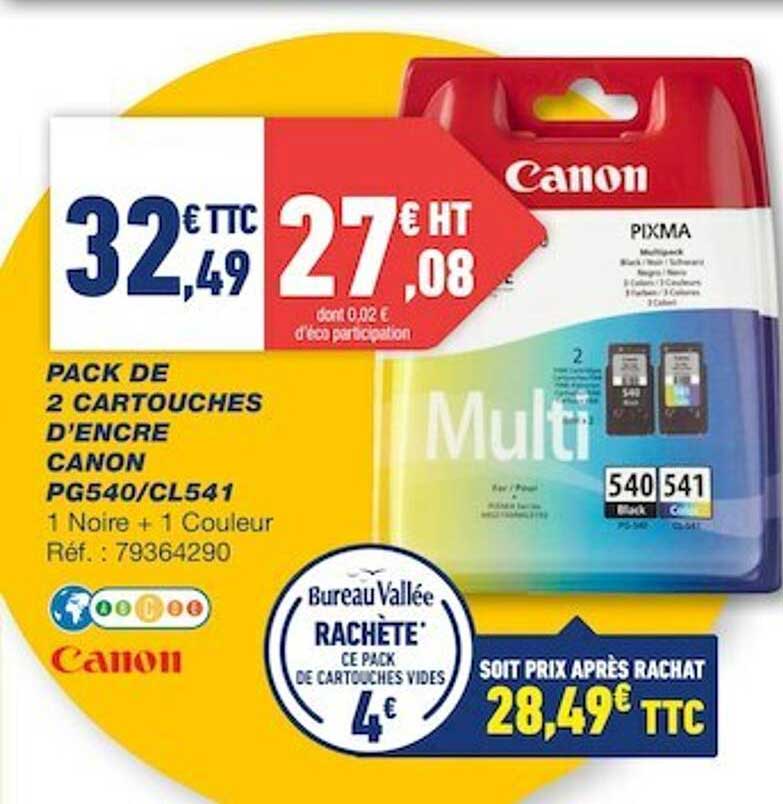 pack de 2 cartouches d'encre canon pg540-cl541