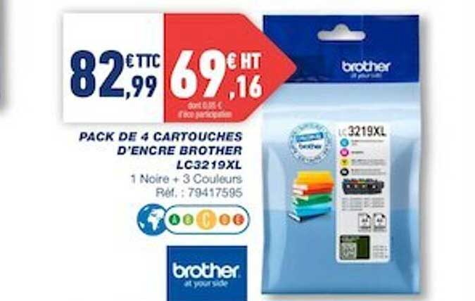 pack de 4 cartouches d'encre brother lc3219xl