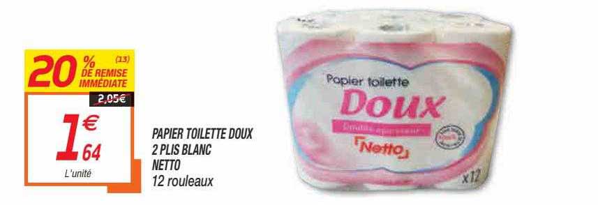 papier toilette doux 2 plis blanc netto