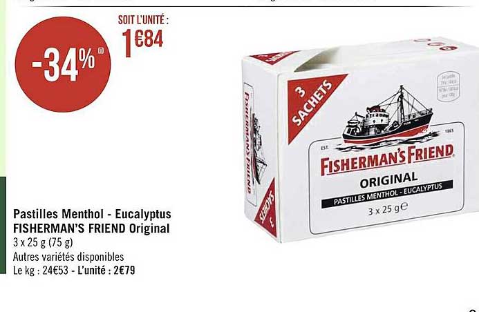 pastilles menthol - eucalyptus fisherman's friend original