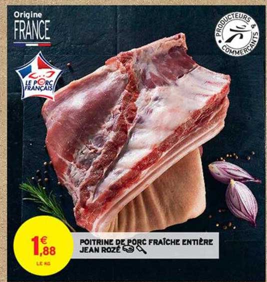 poitrine de porc fraîche entière jean rozé
