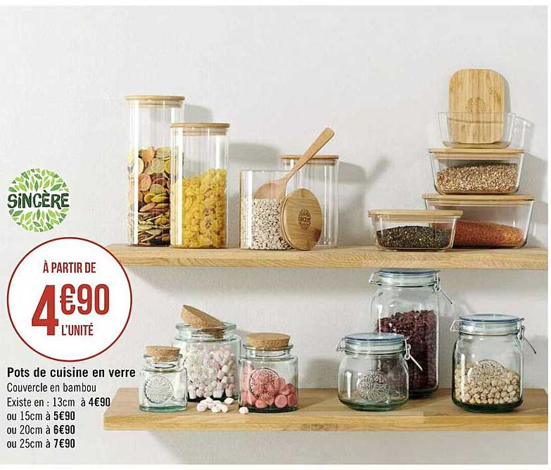 pots de cuisine en verre sincère