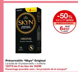 préservatifs "skyn" original -50% sur le 2eme article immédiatement