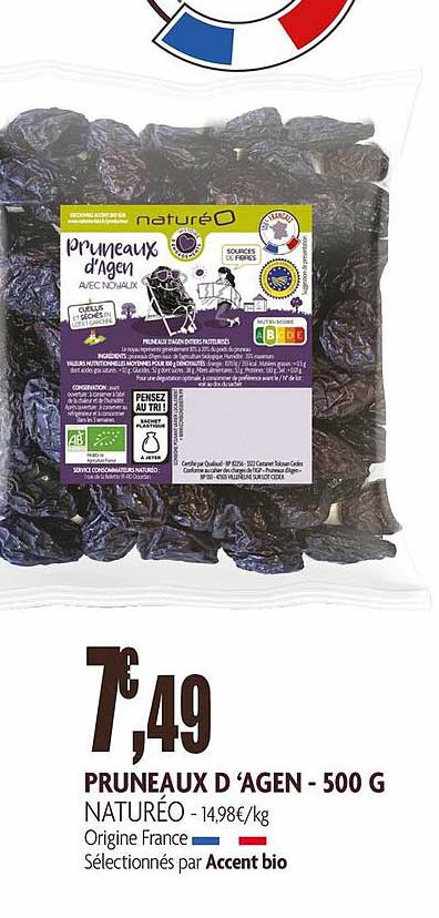 pruneaux d'agen - 500 g naturéo