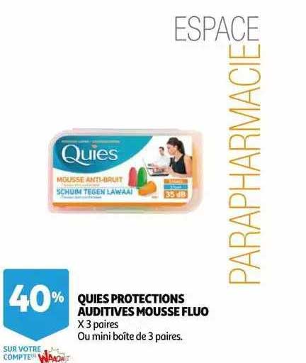 Quies Protections Auditives Mousse Fluo