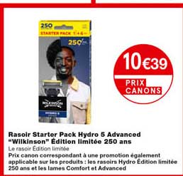rasoir starter pack hydro 5 advanced "willkinson" édition limitée 250 ans