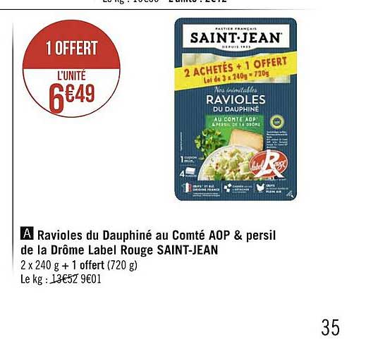 ravioles du dauphiné au comté aop & persil de la drôme label rouge saint-jean