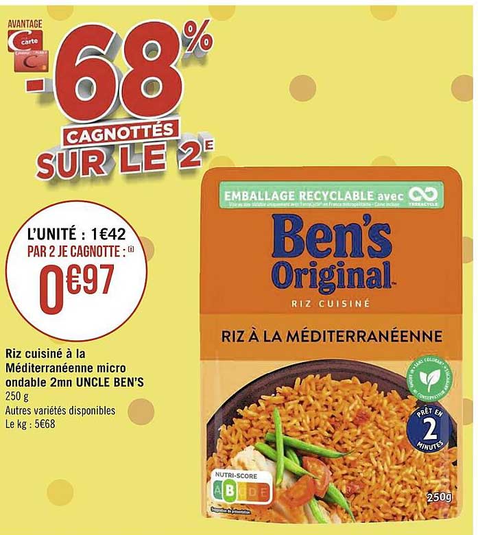 riz cuisiné à la méditerranéenne micro ondable 2mn uncle ben's