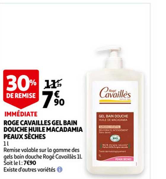 rogé cavaillès gel bain douche huile macadamia peaux sèches