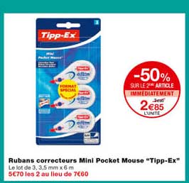 rubans correcteurs mini pocket mousse "tipp-ex" -50% sur le 2eme article immédiatement