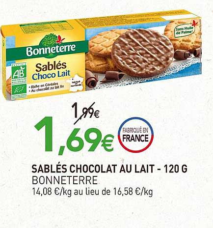 Sablés Chocolat Au Lait - 120 G Bonneterre