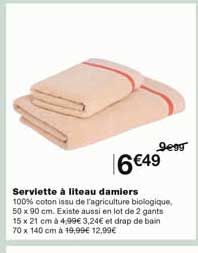 serviette à liteau damiers