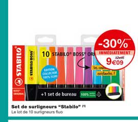 set de surligneurs "stabilo" -30% immédiatement