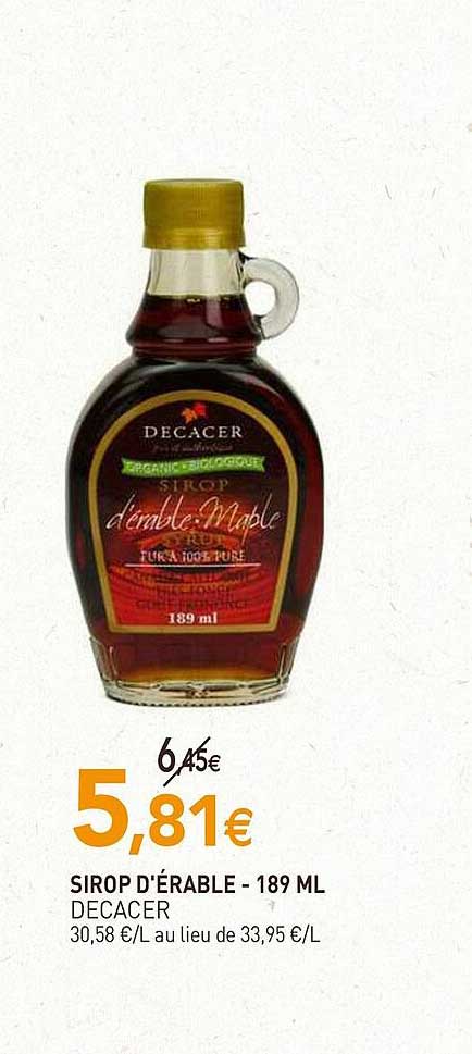 sirop d'érable - 189 ml decacer