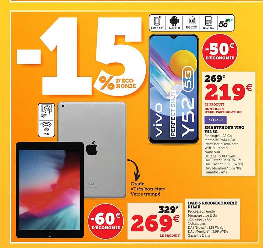 Smartphone Vivo Y52 5g Vivo, Ipad 6 Reconditionné Rilax