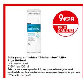 soin yeux anti-rides "diadermine" lift+ algo rétinol