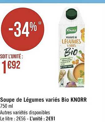 soupe de légumes variés bio knorr