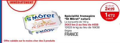 spécialité fromagère "st môret" nature