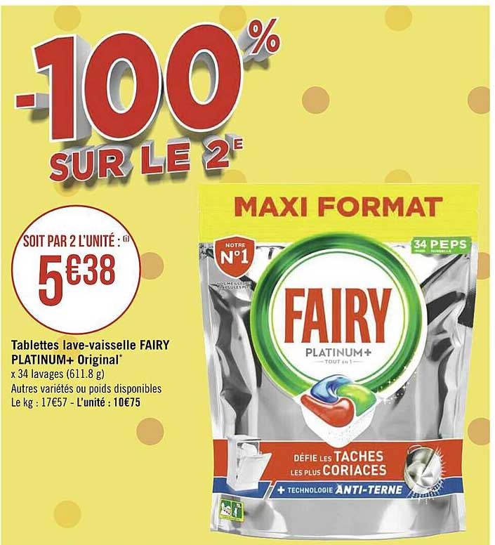 tablettes lave-vaisselle fairy platinum+ original