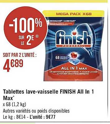 tablettes lave-vaisselle finish all in 1 max