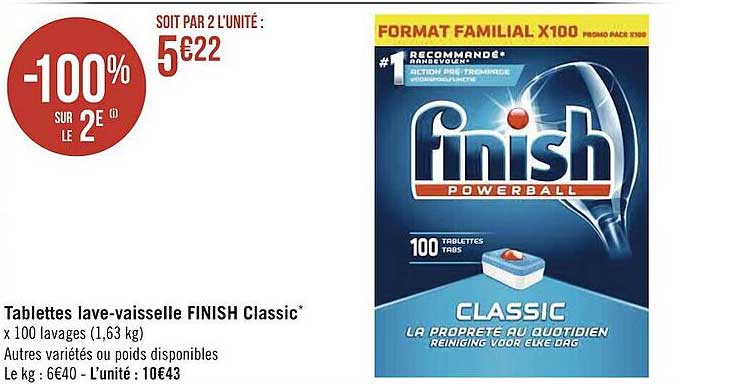 tablettes lave-vaisselle finish classic