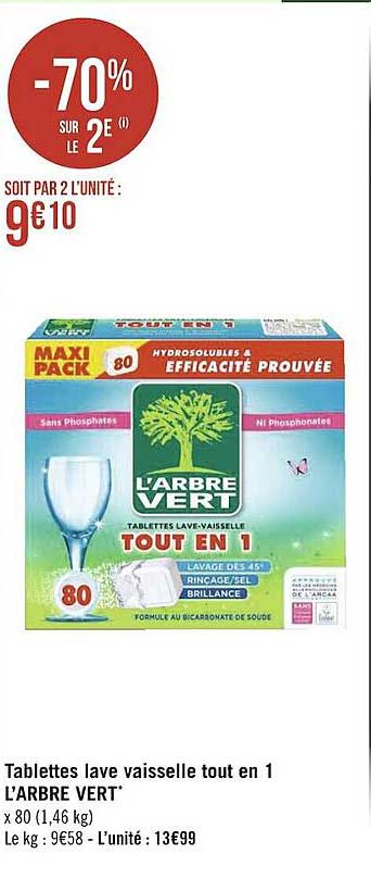 tablettes lave vaisselle tout en 1 l'arbre vert