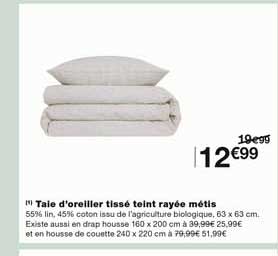 taie d'oreiller tissé teint rayée métis