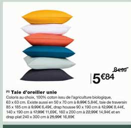 taile d'oreiller unie
