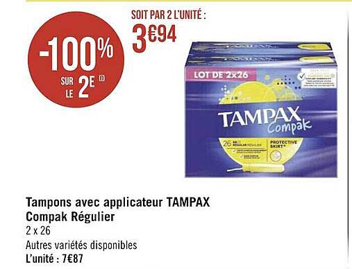 tampons avec applicateur tampax compak régulier