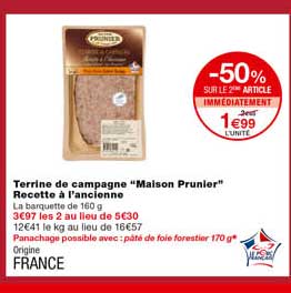 Terrine De Campagne "maison Prunier" Recette à L'ancienne -50% Sur Le 2eme Article Immédiatement