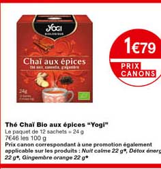 thé chaï bio aux épices "yogi"