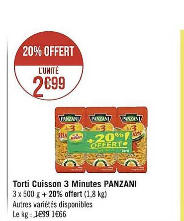 torti cuisson 3 minutes panzani