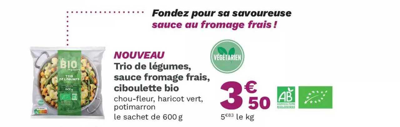 Trio De Légumes, Sauce Fromage Frais, Ciboulette Bio