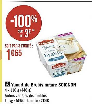 Yaourt De Brebis Nature Soignon