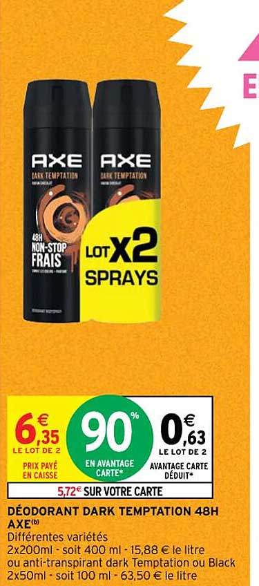 déodorant dark temptation 48h axe ou anti-transpirant dark temptation ou black