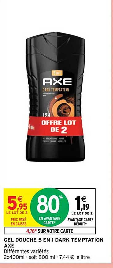 gel douche 5 en 1 dark temptation axe