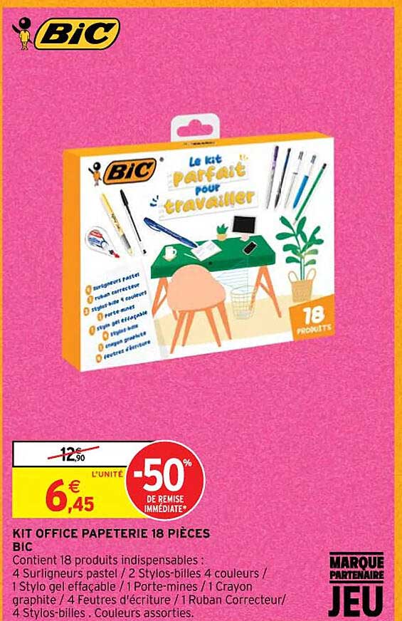 kti office papeterie 18 pièces bic