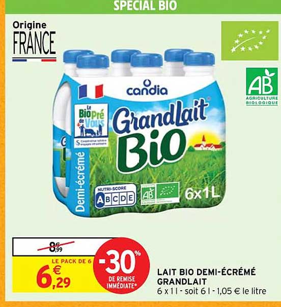 lait bio demi-écrémé grand lait