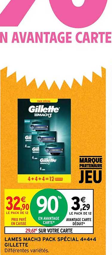 lames mach3 pack spécial 4+4+4 gillette