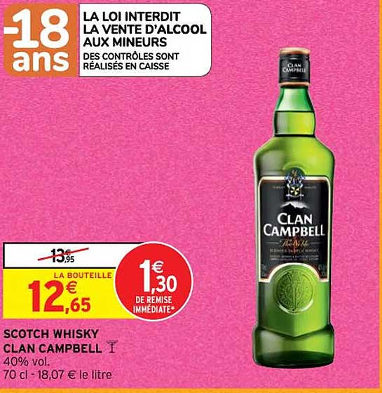 scotch whisky clan campbelle 40% vol.