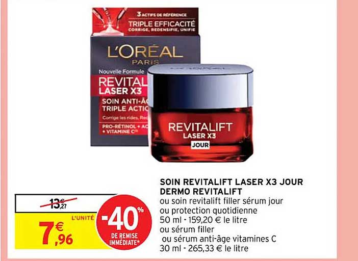 soin revitalift laser x 3 jour dermo revitalift ou soin revitalift filler sérum jour ou protection quotidienne ou sérum filler ou sérum anti-âge vitamines c