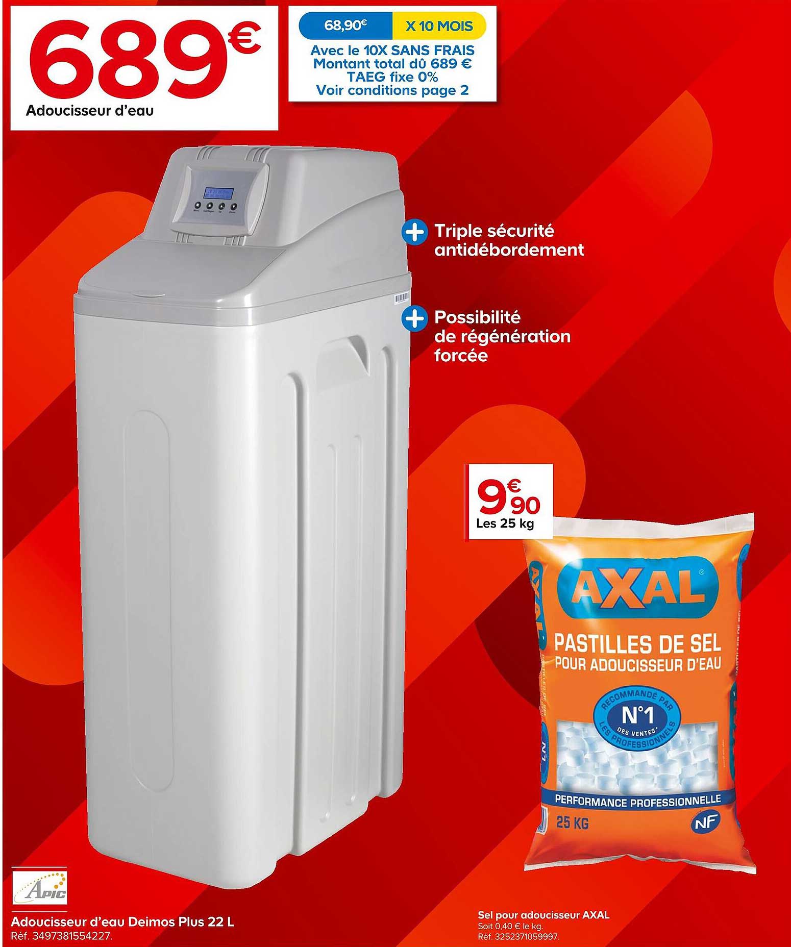 adoucisseur d'eau deimos plus 22 l, sel pour adoucisseur axal